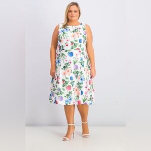 Calvin Klein Floral Print Midi Dress Sleeveless Plus Size 16W NWT MSRP $128